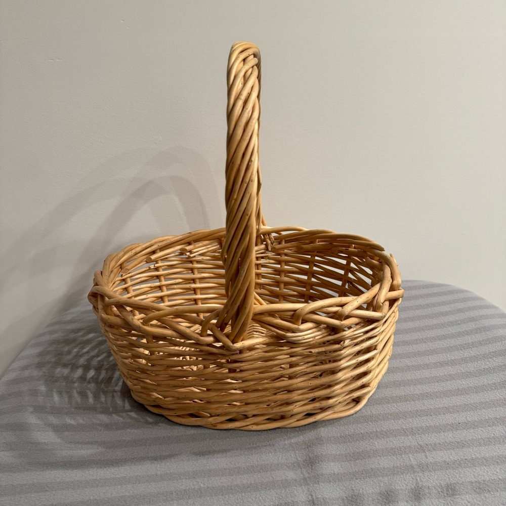 Woven Tan Basket with Handle